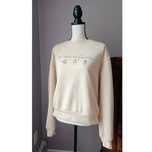 ROMWE Women's Yellow Wildflower Graphic Pullover Sweatshirt Size Large